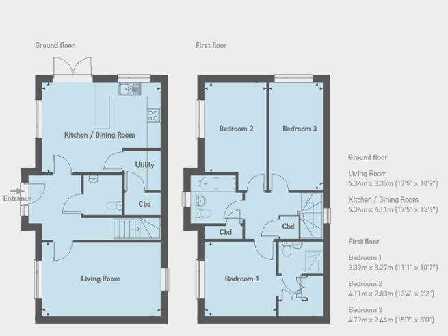 Floor plan, 3 bedroom house - artist's impression subject to change